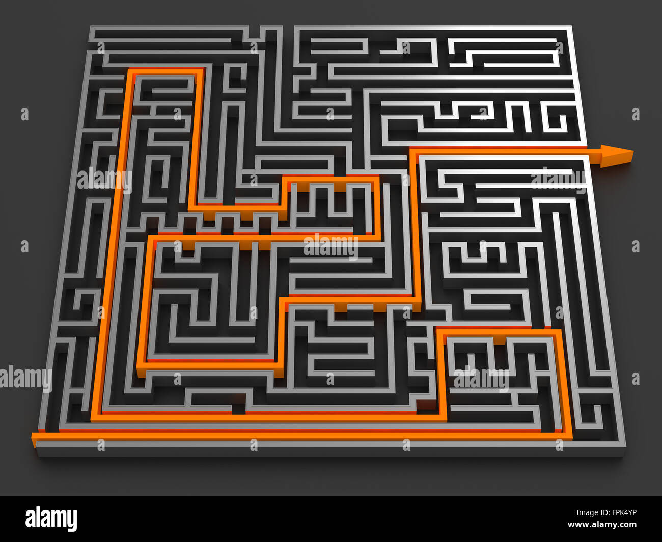 Ausgang aus dem Labyrinth, 3d gerenderte Bild. Stockfoto