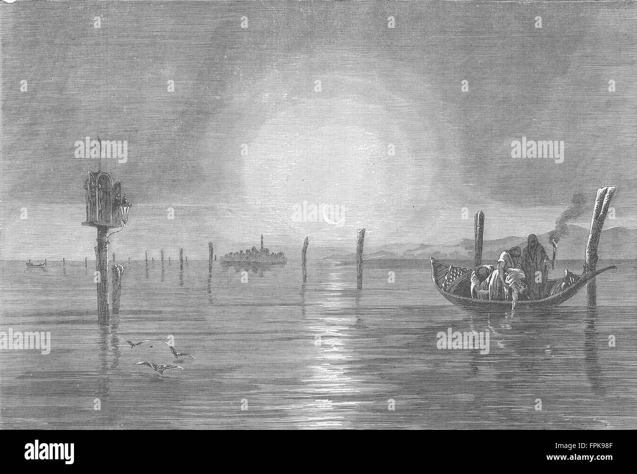Venedig: River Becken des Po & Lagunen Adria: Lagune, antiken print 1880 Stockfoto