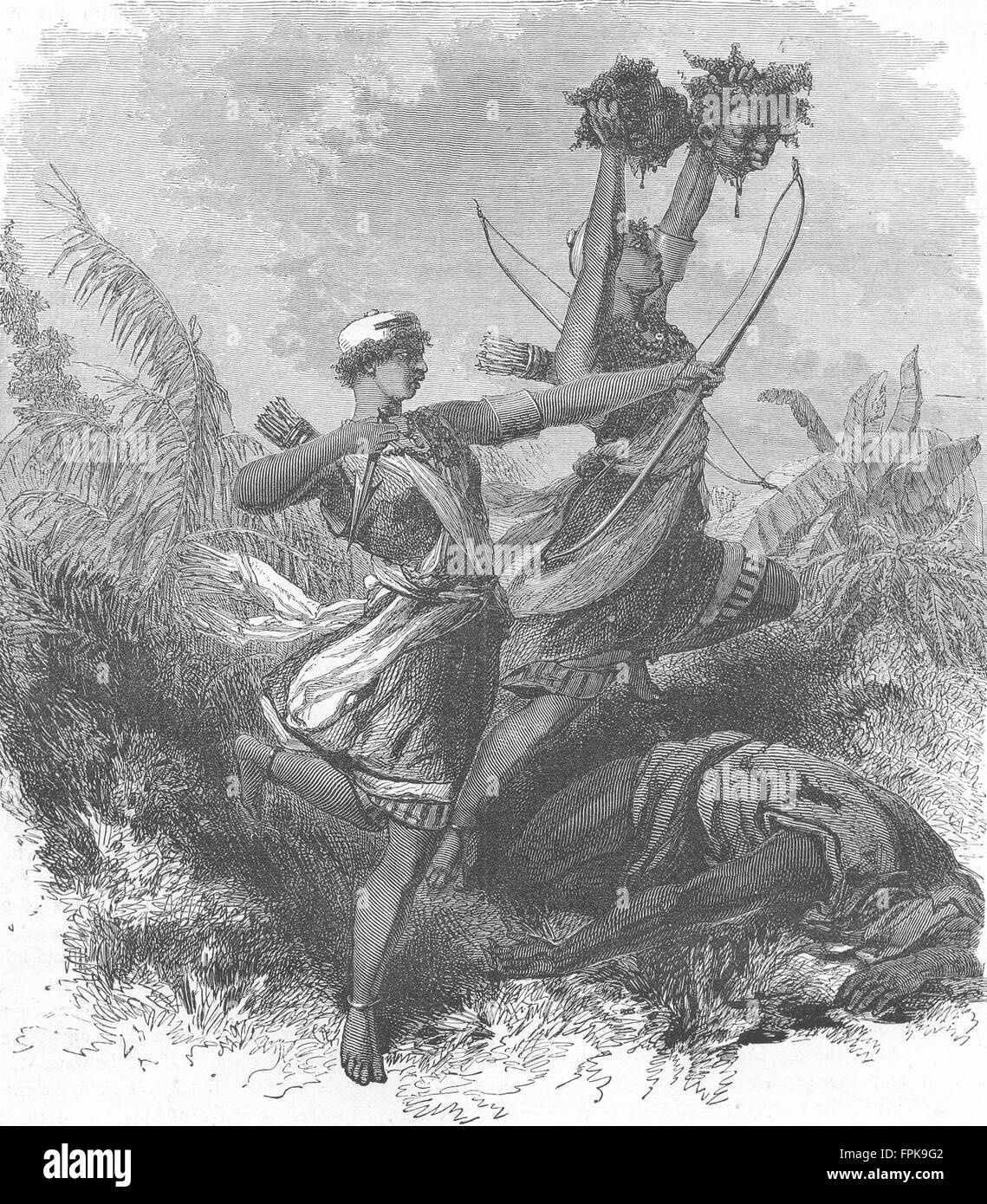 BENIN: Amazonen der in der Schlacht, antiken Drucken 1880 Stockfoto