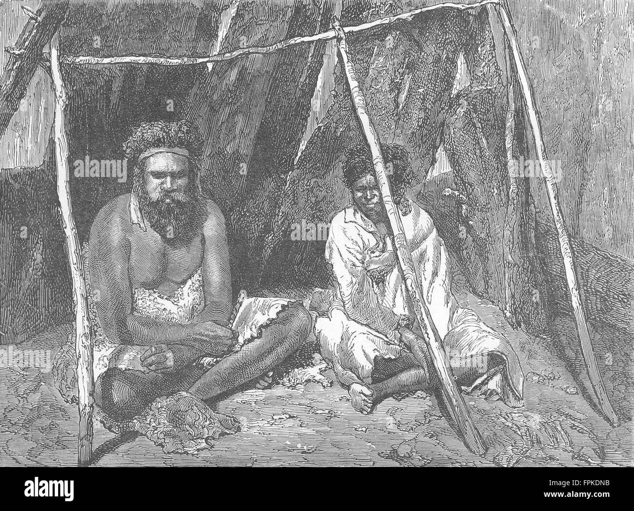 Australien: Bush Queensland: Australian & seine Gin, antique print 1880 Stockfoto