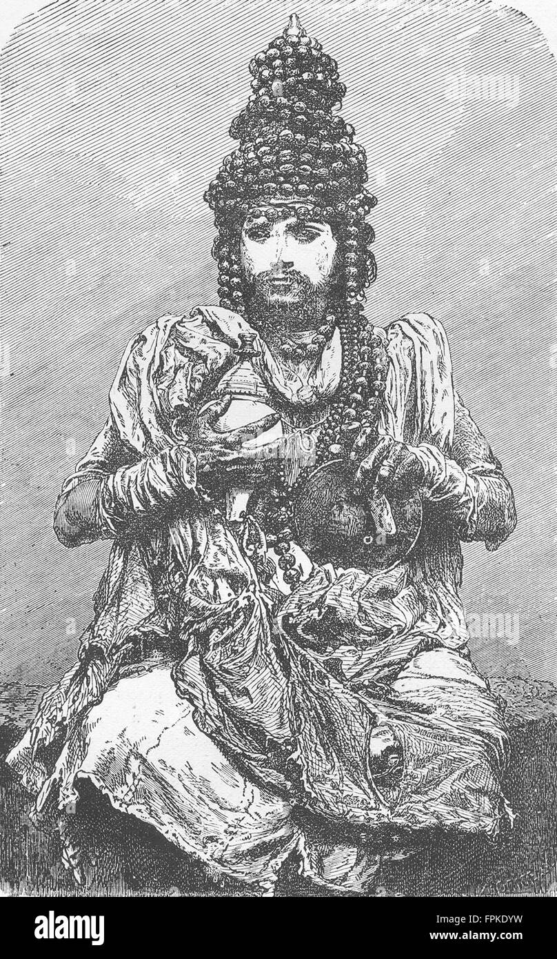Indien: Tempel: Hindu Fakir, antique print 1880 Stockfoto