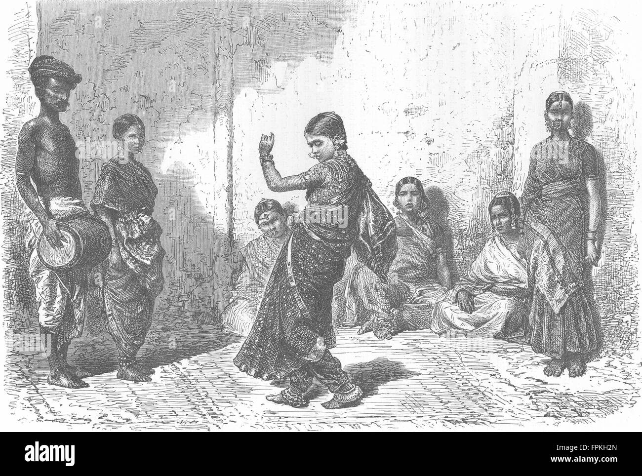 Indien: Indischer Tanz-Girl, antike print 1880 Stockfoto