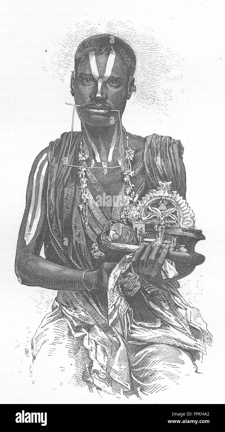 Indien: Elefanten schießen, Dehra Dhoon: Hindu Fakir, antique print 1880 Stockfoto