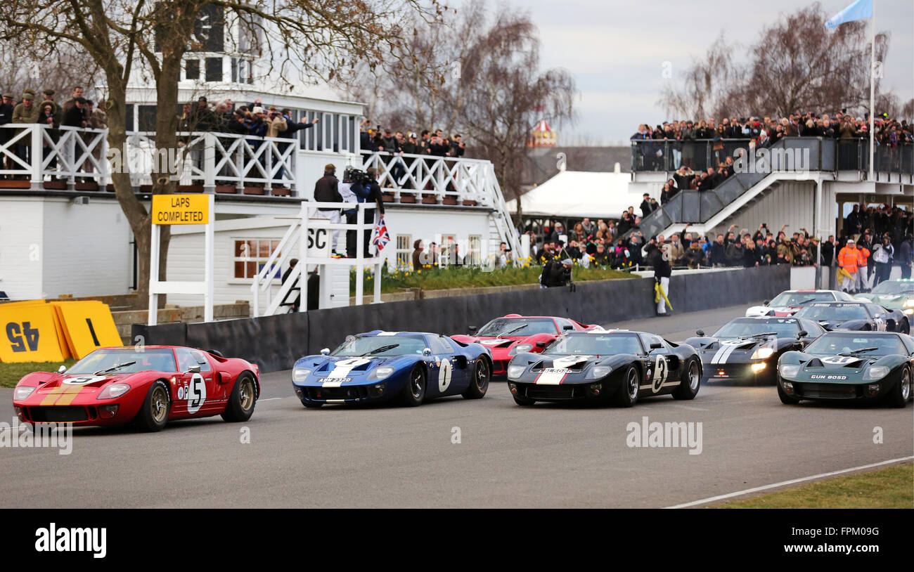 Chichester, UK. 19. März 2016. Aktion während der Alan Mann Trophy - ein zwei Fahrer Rennen für Ford GTO Credit: Oliver Dixon/Alamy Live News Stockfoto