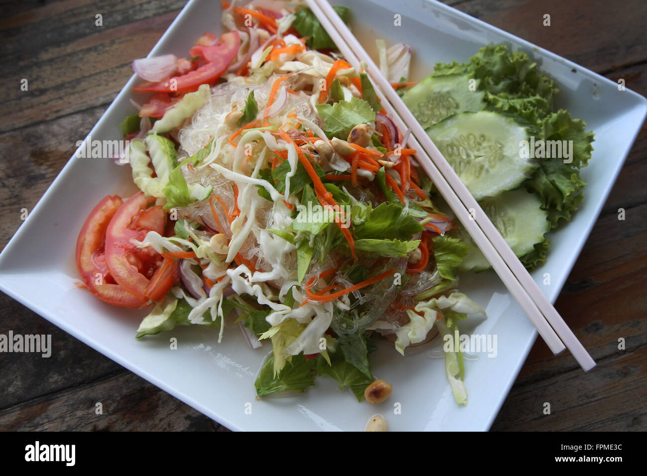Thai Glas Noodle Salad, Thailand, Koh Tao, Aow Leuk Stockfoto