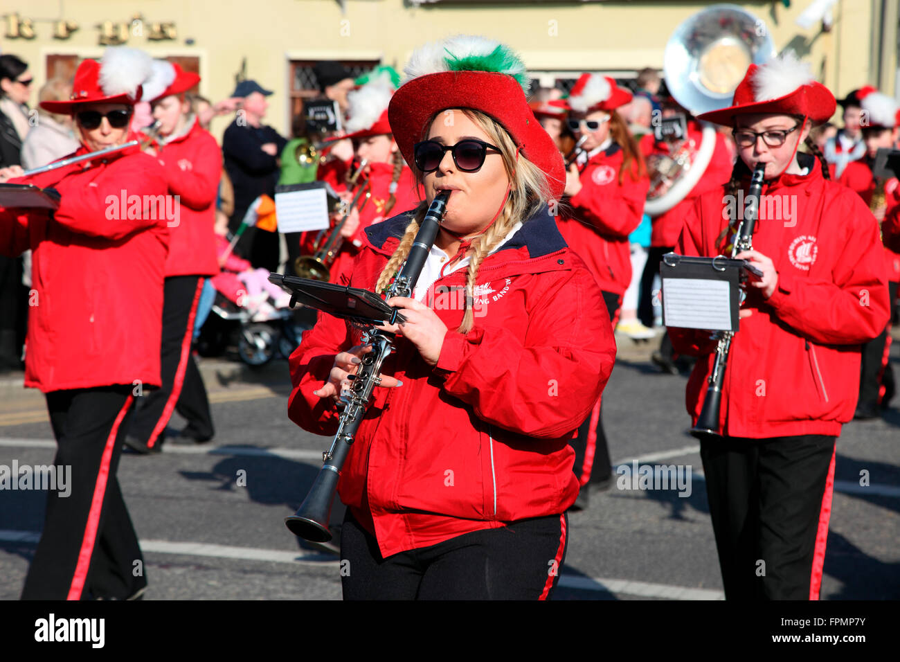 Dublin All-Star Marching Band in die Carrickmacross St. Patricks Day Parade Stockfoto