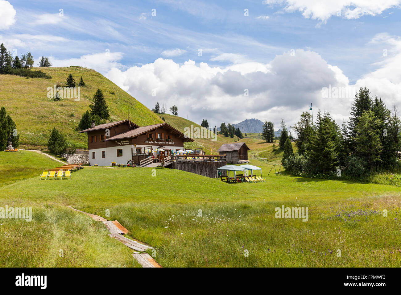 Berghütte Incisa, bei den Marentas Höhenweg, Dolomiten, Südtirol, Italien, Europa Stockfoto
