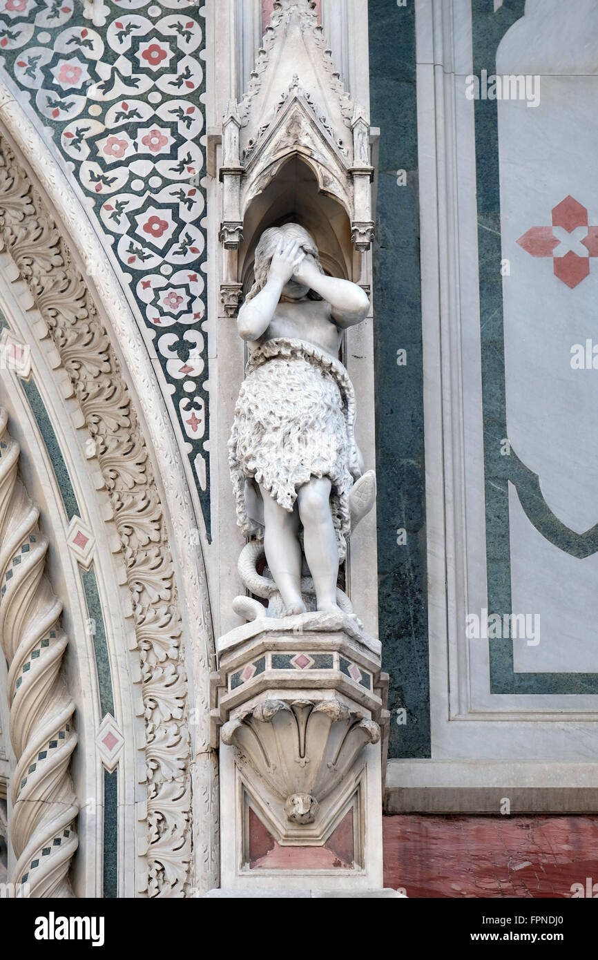 Eve, Portal der Cattedrale di Santa Maria del Fiore (Kathedrale der Heiligen Maria der Blume), Florenz, Italien Stockfoto