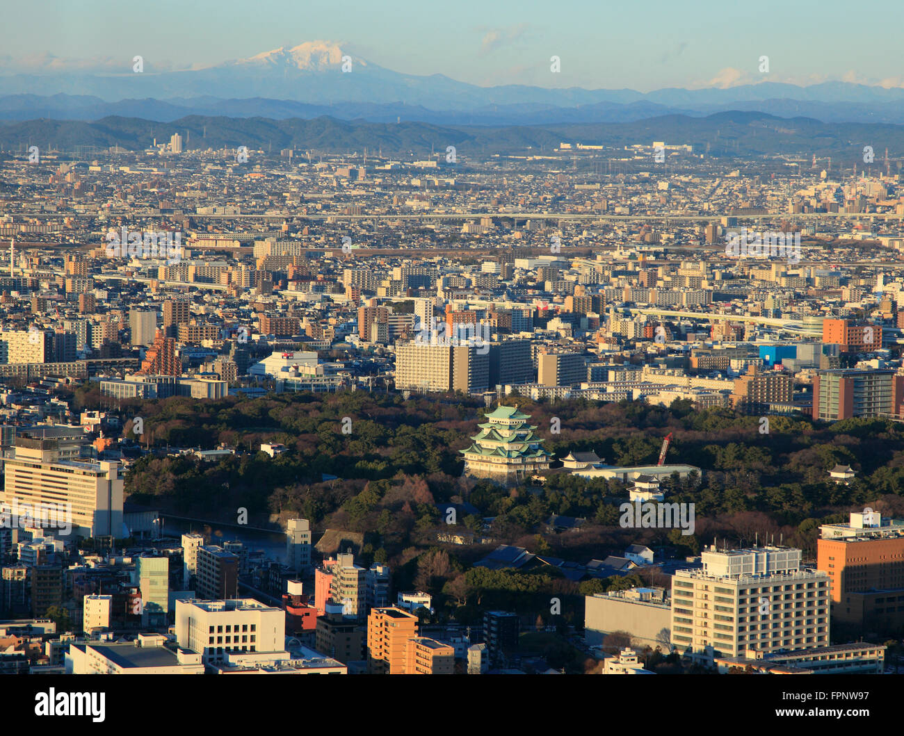 Japan, Nagoya, Skyline, Schloß, Luftbild, Panorama, Stockfoto