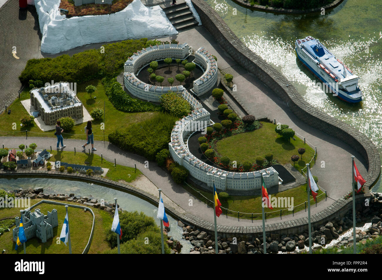 Bruparck Mini Europa Themenpark, Brüssel, Belgien. Luftaufnahme des Mini-Europe Modelldorf in Belgien. Stockfoto