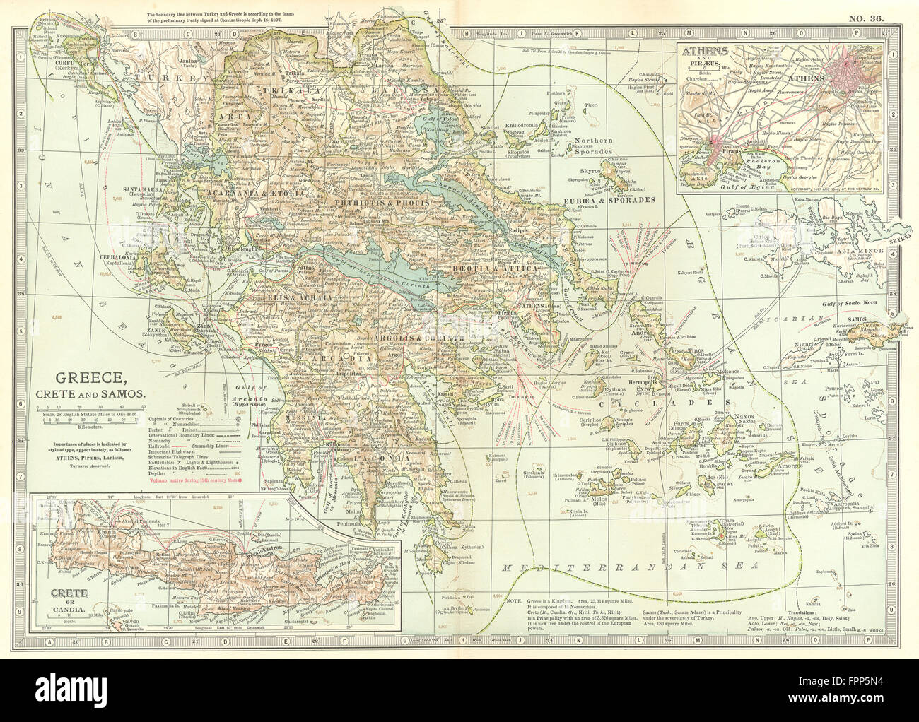 Griechenland: Greco-türkischer Krieg 1897, griechischen Revolution 1821-27 Schlachten/Termine, 1903 Karte Stockfoto