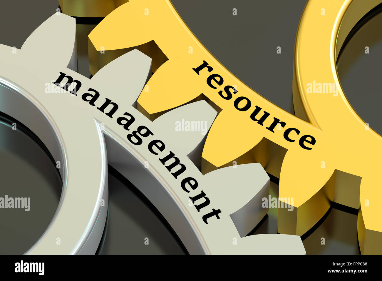 Ressource-Management-Konzept auf die Zahnräder Stockfoto