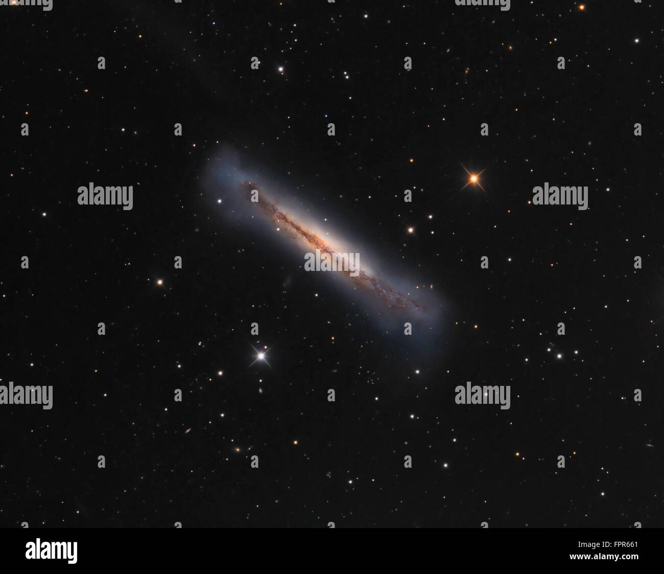 NGC 3628, die Hamburger Galaxie. Stockfoto