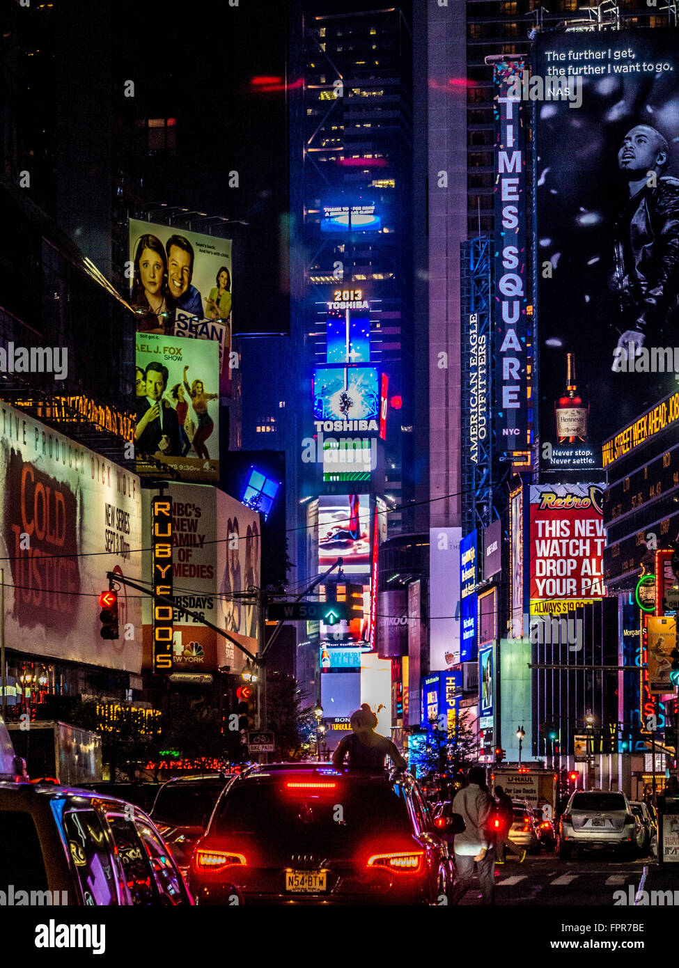 Times Square bei Nacht, New York City, USA. Stockfoto