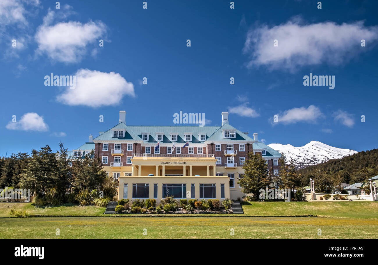 Chateau Tongariro im Tongariro National Park, Manawatu-Wanganui, Neuseeland Stockfoto