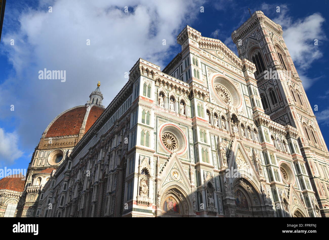 Spektakuläre Aussicht auf den berühmten Marmor Kathedrale Santa Maria del Fiore in Florenz, Italien Stockfoto