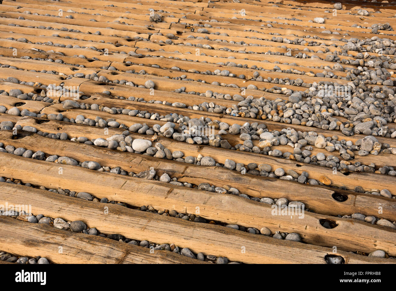 Abschnitt der Slip Weg gemacht von Holzschwellen Stockfoto