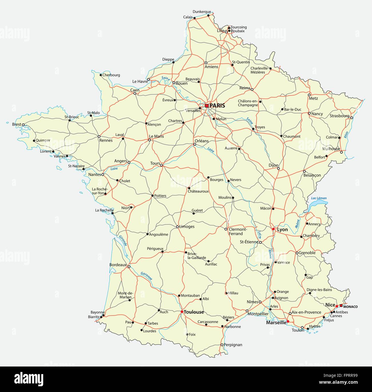 Frankreich-Fahrplan Stock Vektor