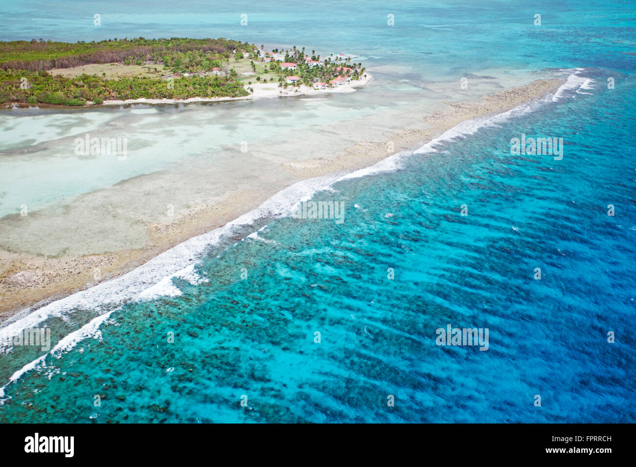 Geographie/Reisen, Mittelamerika, Belize, Turneffe Atoll, Luftaufnahme, Turneffe Flats Resort, Insel im Turneffe Atoll, einer Stockfoto