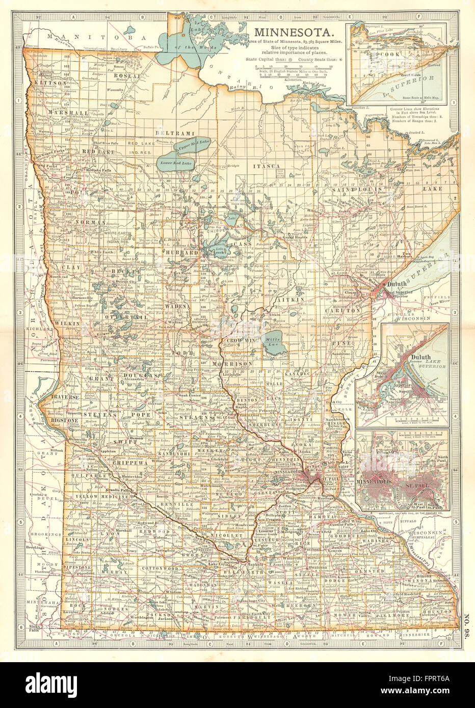 MINNESOTA: Inset Duluth Minneapolis St Paul.Indian Reservierungen, 1903 alte Karte Stockfoto