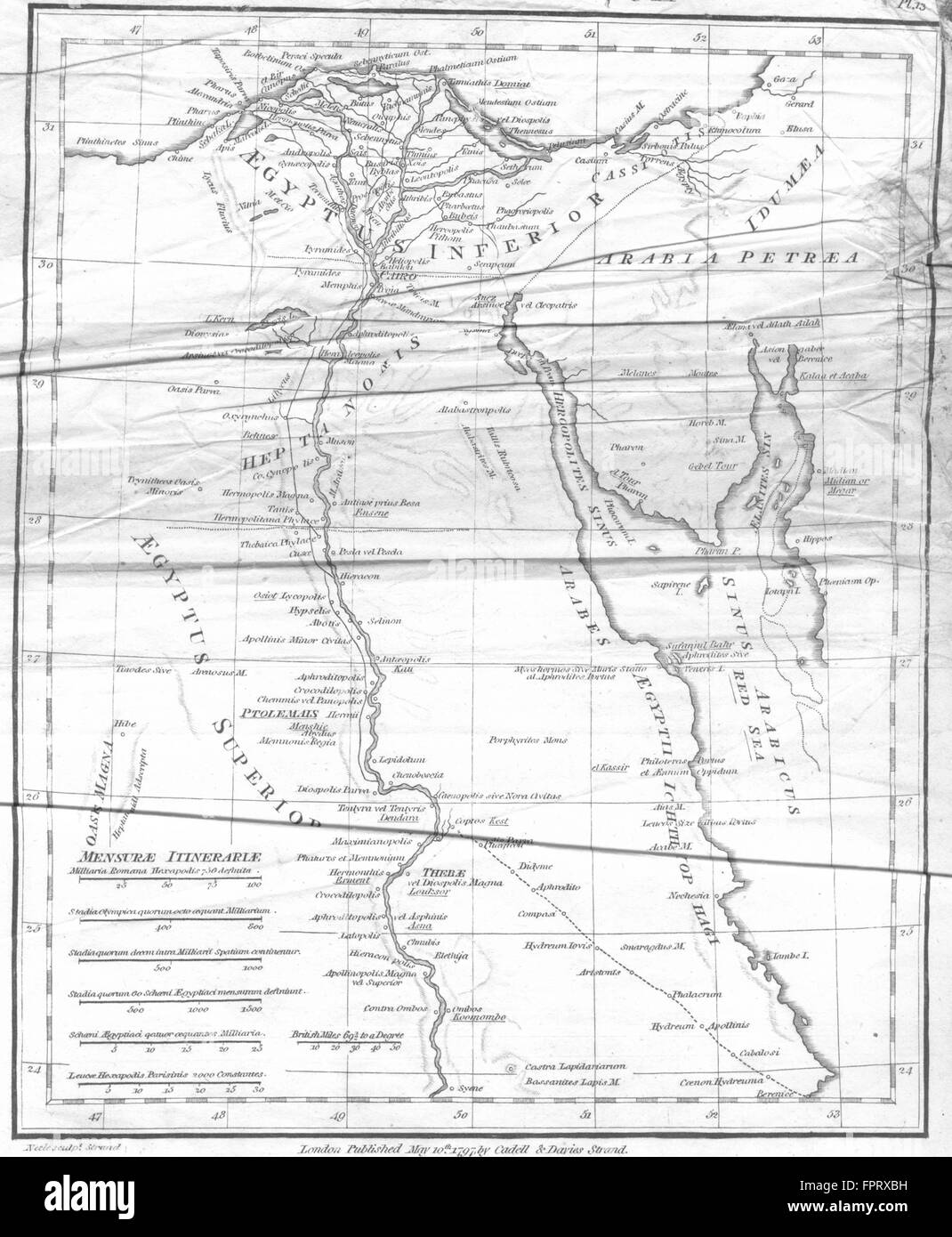 Ägypten: Aegyptus Antiqua: klassische: ADAM, 1816 Antike Landkarte Stockfoto