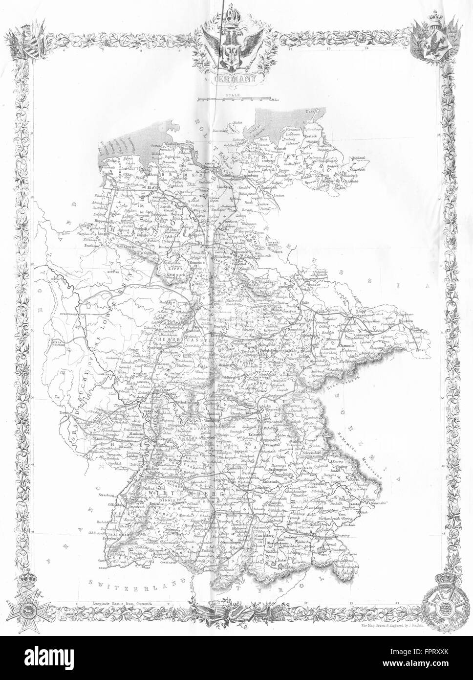 Deutschland: Walach, 1850 Antike Landkarte Stockfoto