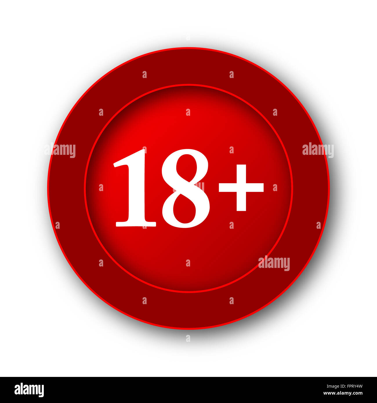 18 plus -Symbol. Internet-Button auf weißem Hintergrund Stockfotografie ...