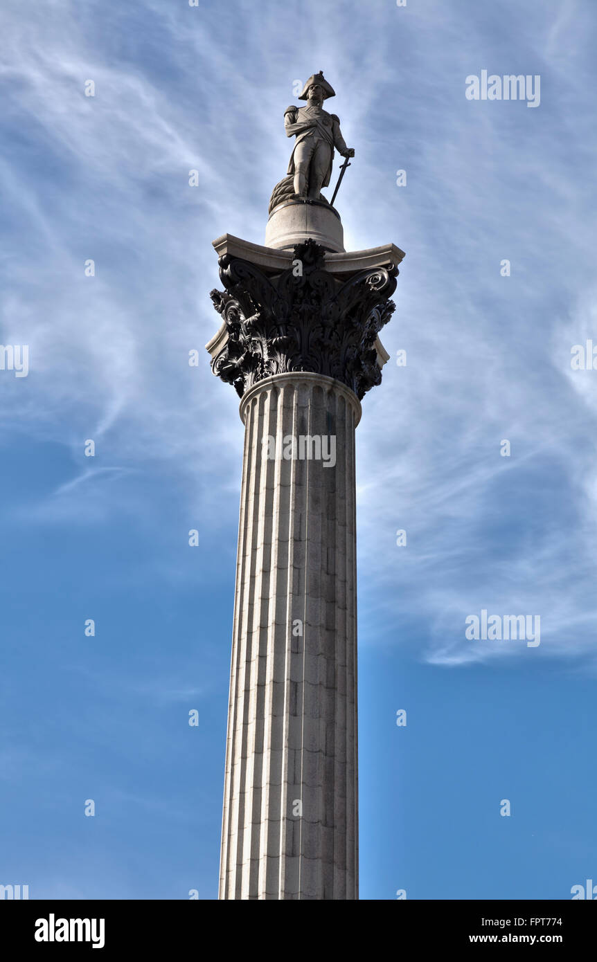 Nelson Säule am Trafalgar Square Stockfoto