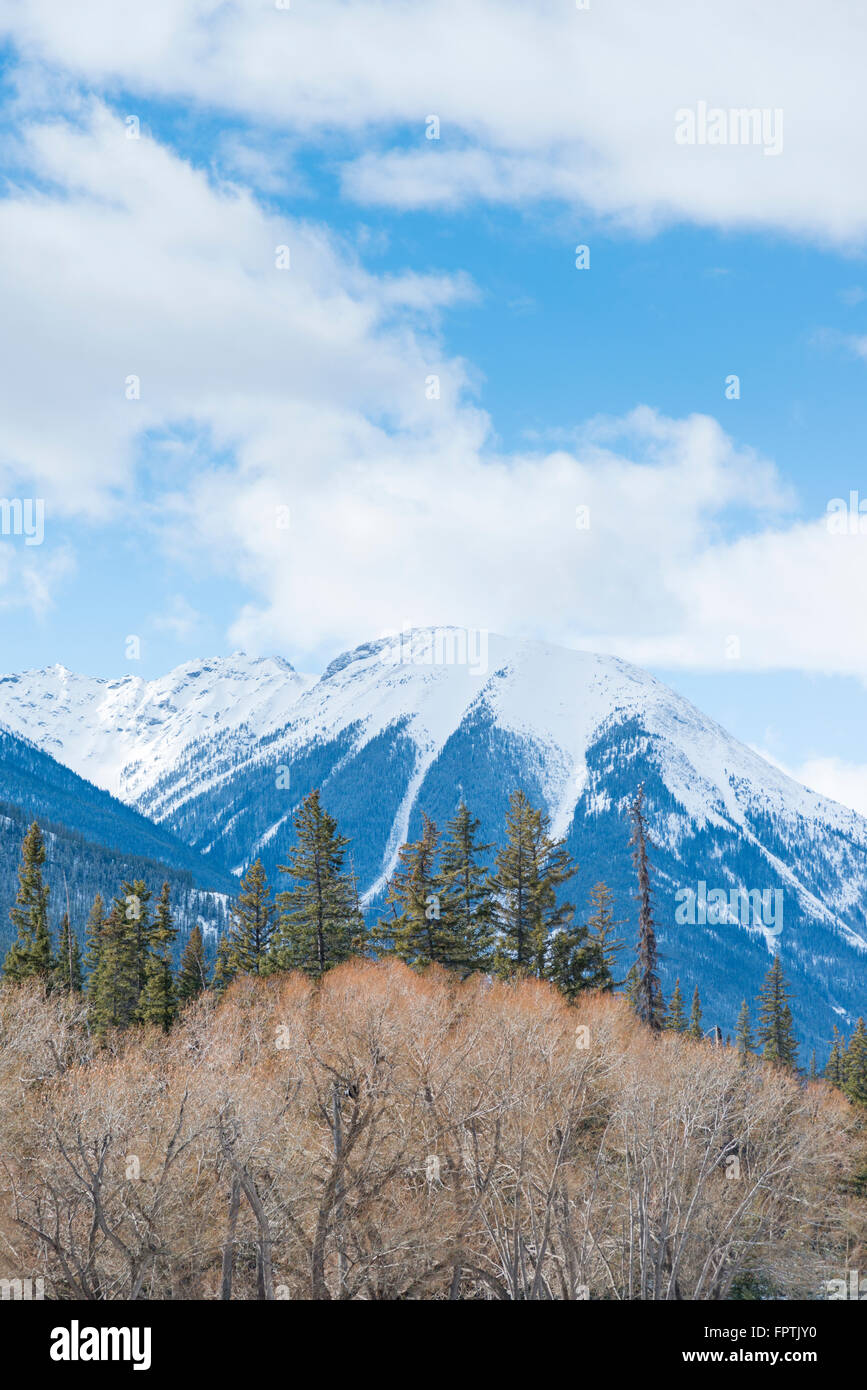 Blick auf Schnee bedeckt Berge vom Banff in den Rocky Mountains Nationalpark Banff Kanada Stockfoto