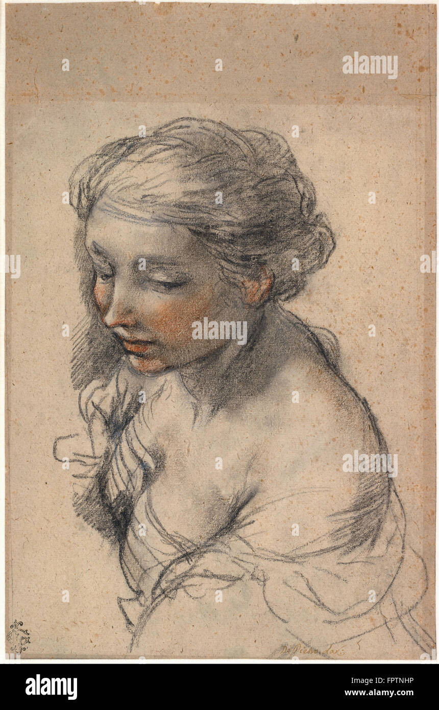 Pietro da Cortona - Büste einer jungen Frau drehte sich auf der linken Seite - 1637 Stockfoto