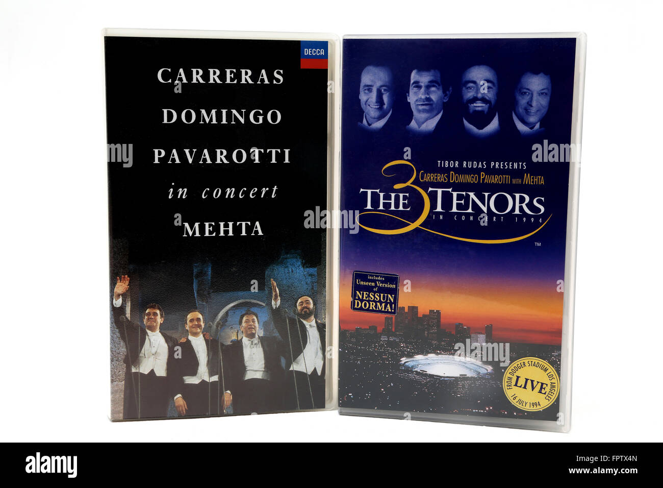 Die drei Tenöre In Concert Video Kassetten Stockfoto