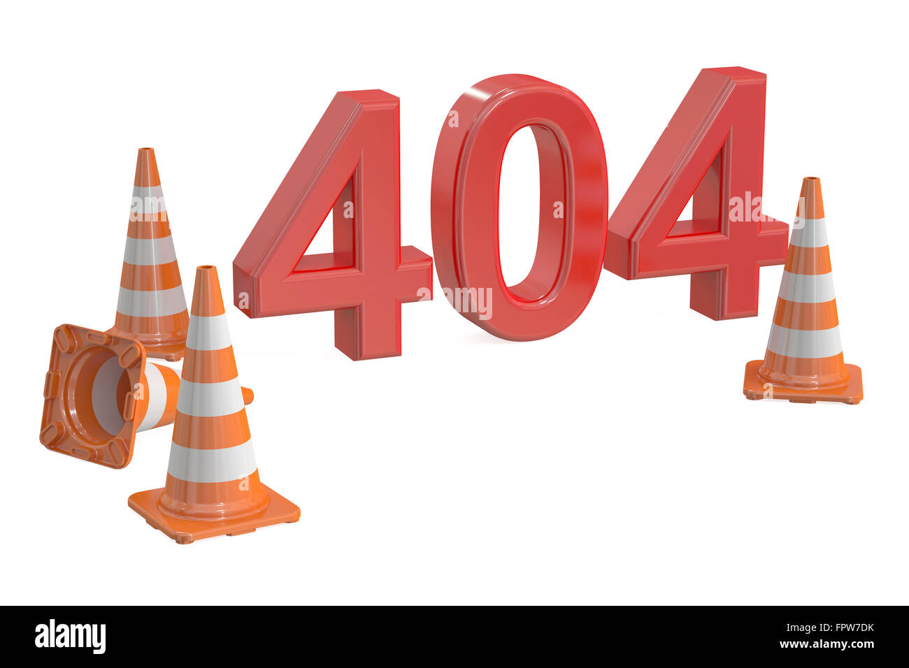 404 Konzept isoliert auf weißem Hintergrund Stockfoto