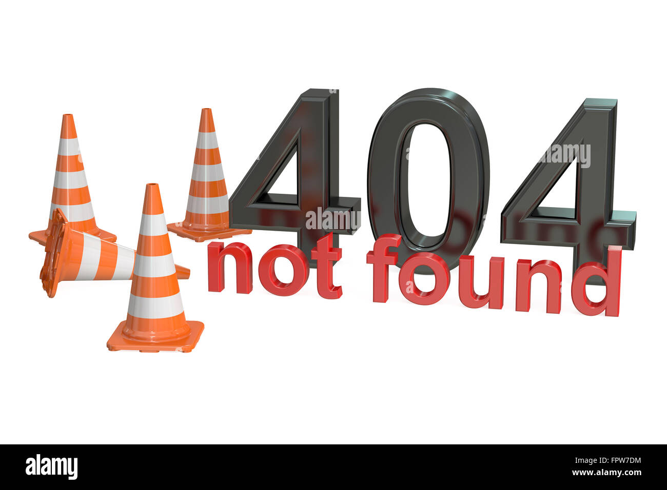 404 not found Konzept isoliert auf weißem Hintergrund Stockfoto
