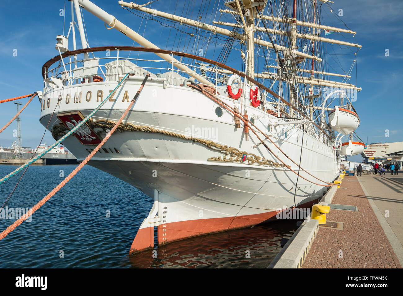 Historische Segel Schiff "Dar Pomorza" in Gdynia, Polen. Stockfoto