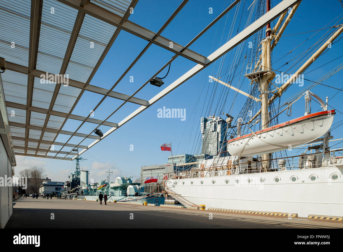 Historische Segel Schiff "Dar Pomorza" in Gdynia, Polen. Stockfoto