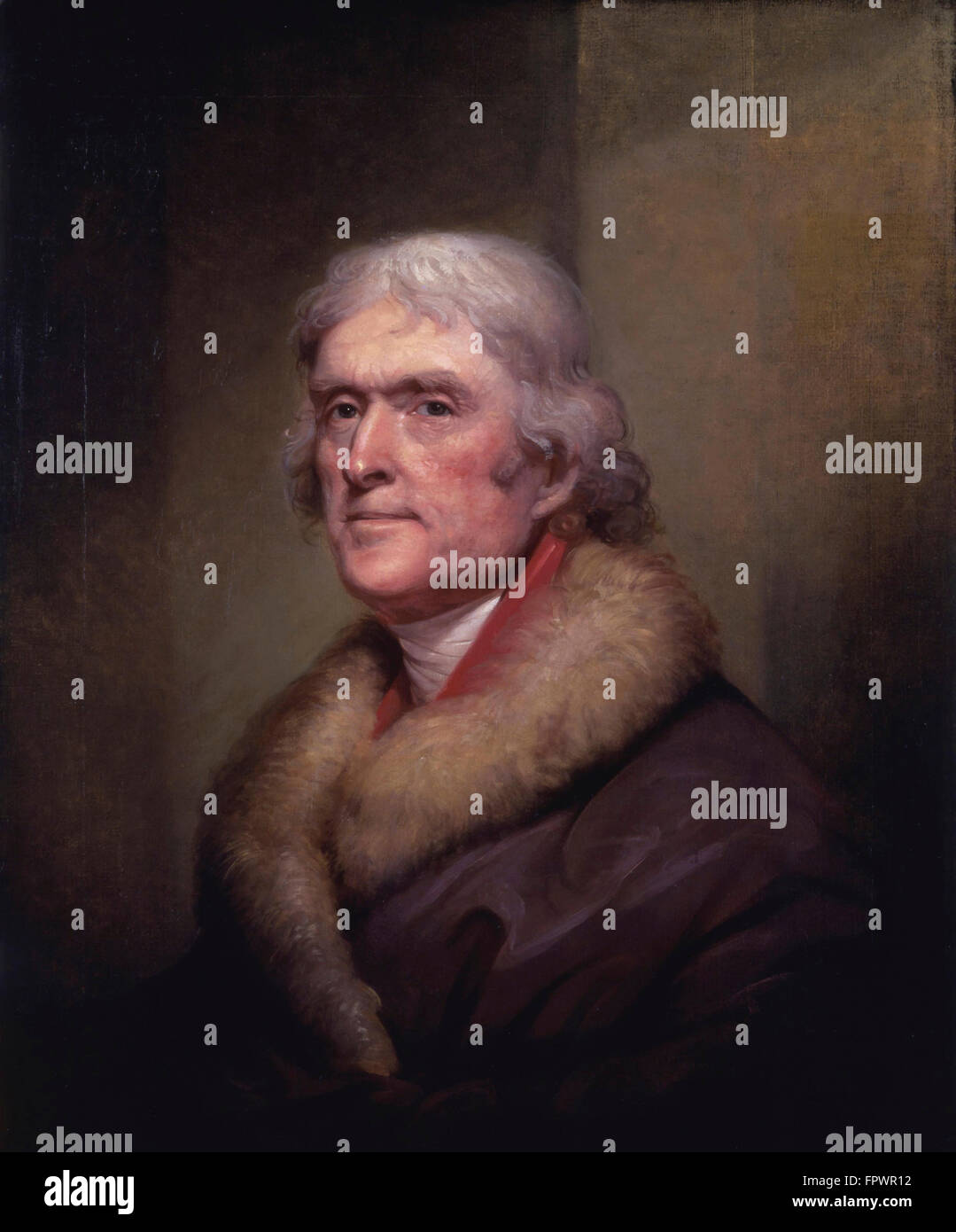 Vintage amerikanische Historienmalerei des Präsidenten Thomas Jefferson. Stockfoto