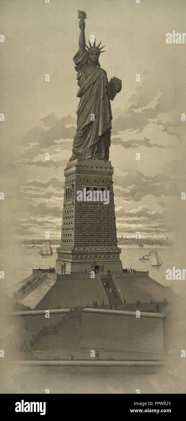 Vintage American History Print The Statue of Liberty. Stockfoto