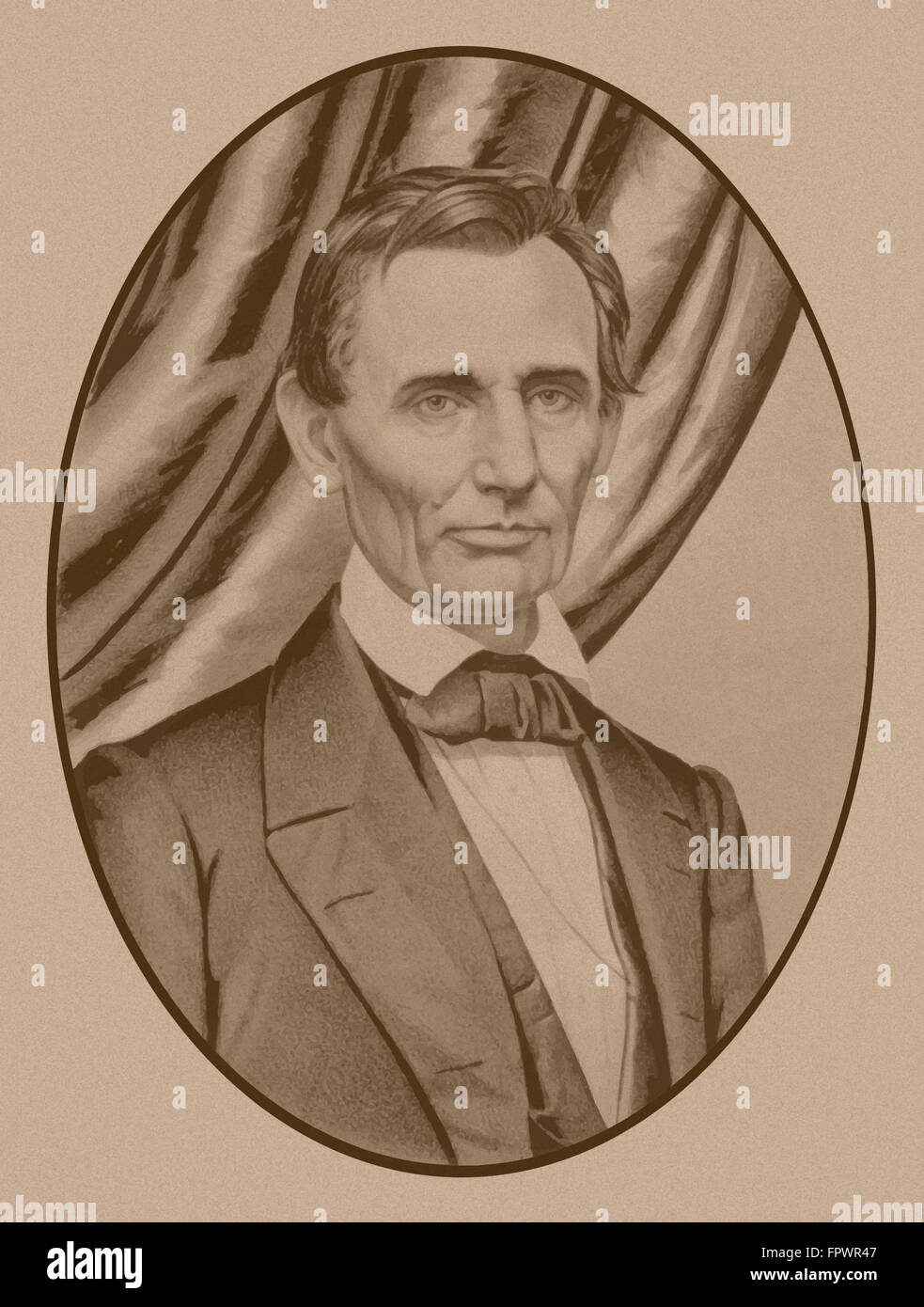 Porträt von Abe Lincoln als glatt rasiert Kandidat für die Präsidentschaft von den Vereinigten Staaten von Amerika, um 1860. Stockfoto