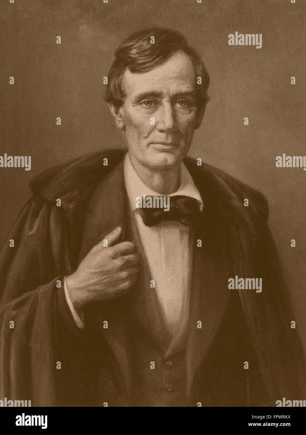 Vintage Bürgerkrieg Ära Druck von Präsident Abraham Lincoln einen Mantel tragen. Stockfoto