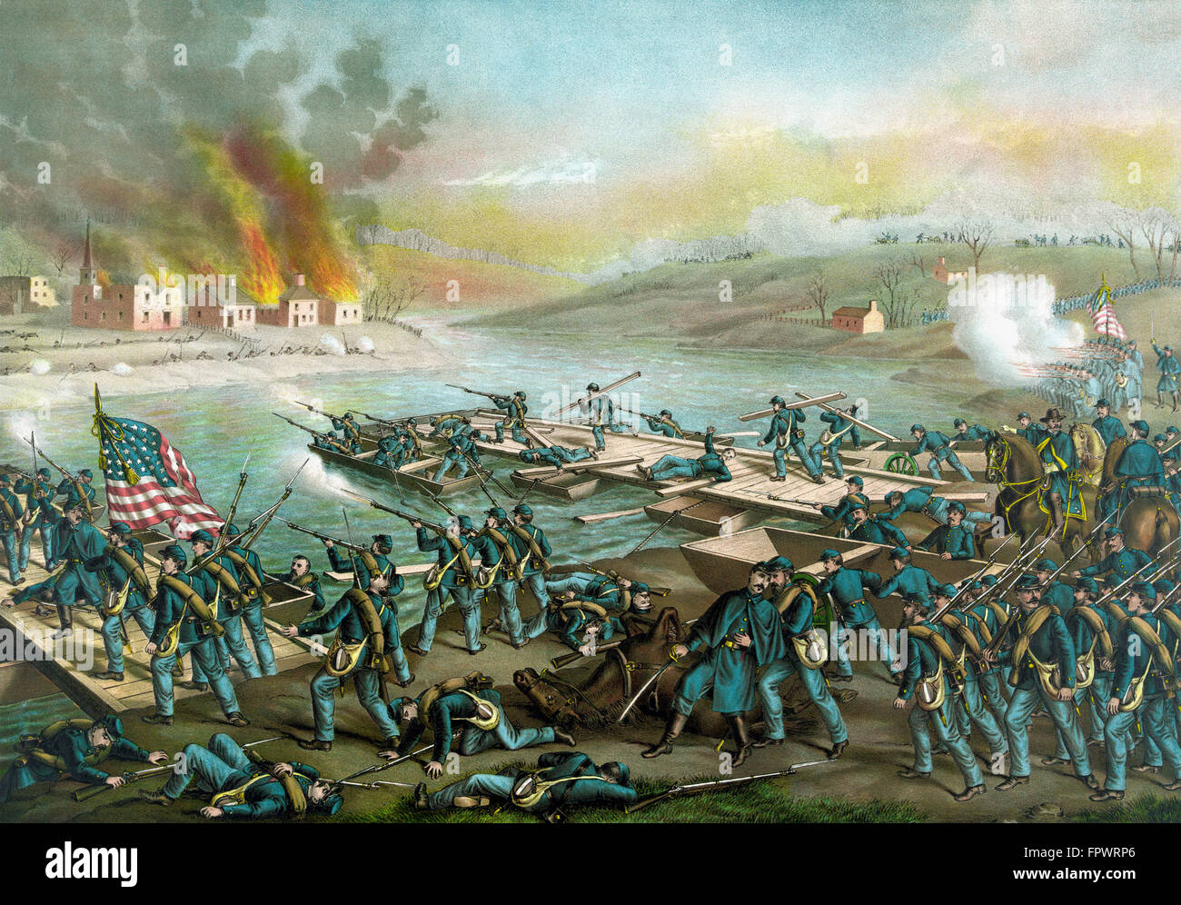 Vintage Bürgerkrieg Print von der Schlacht von Fredericksburg. Die Schlacht war Dezember 11 – 15, 1862, in und um i geführt. Stockfoto
