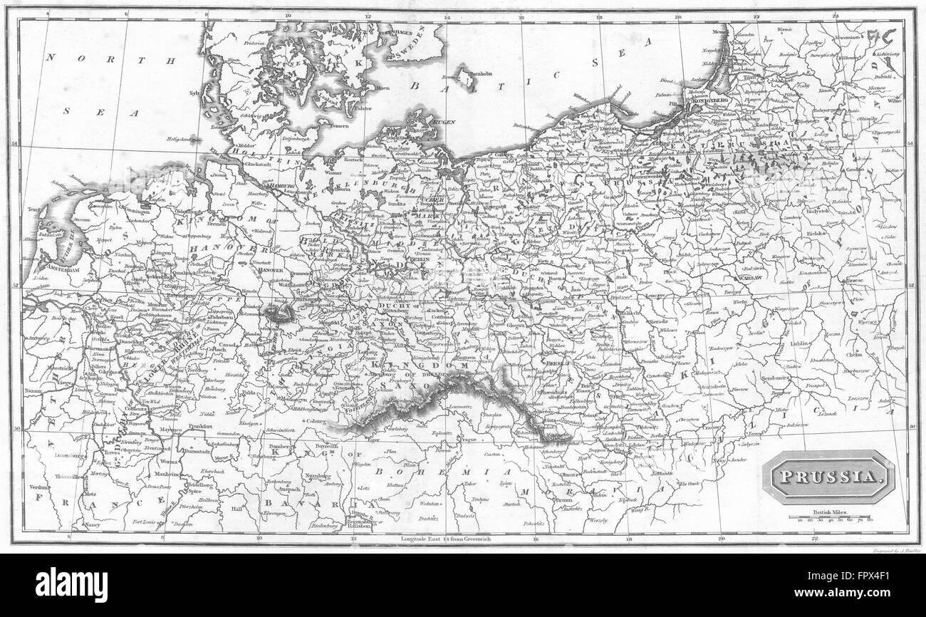 Deutschland: Preußen: Kelly, 1817 Antike Landkarte Stockfoto