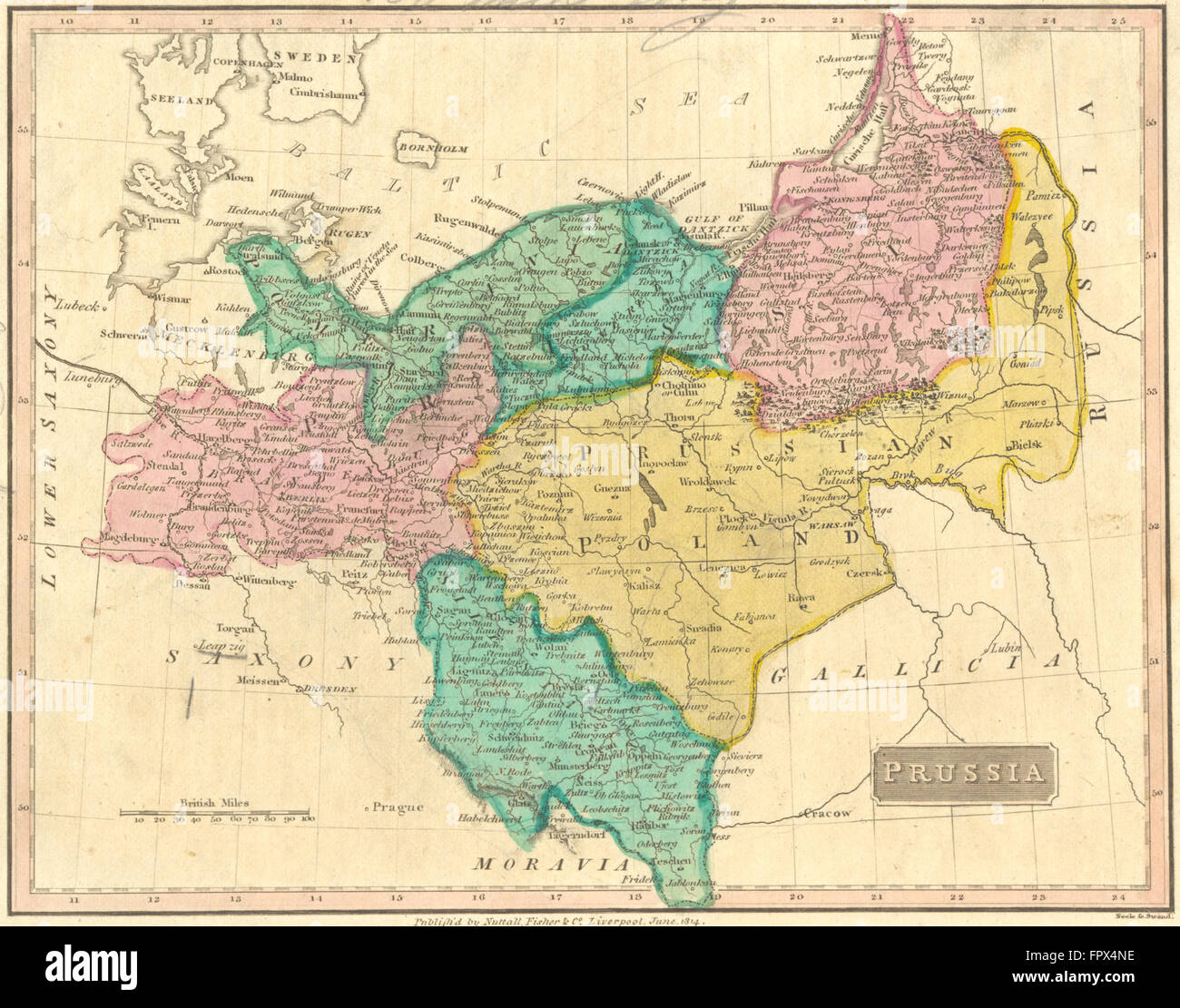 Deutschland: Preußen: Barclay, 1830 Antike Landkarte Stockfoto