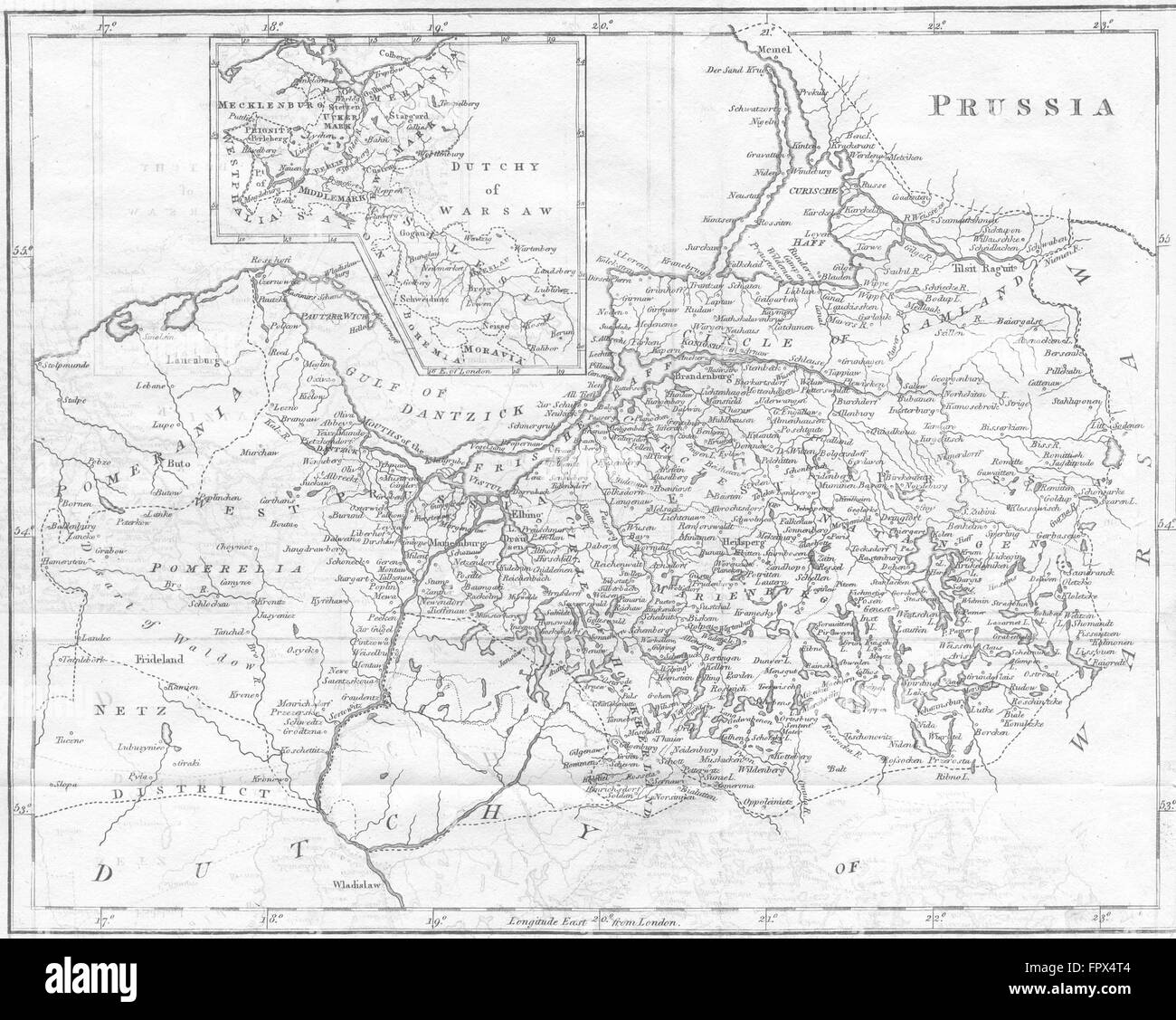 Deutschland: Preußen: BLAGDON Scarce, 1810 Antike Landkarte Stockfoto