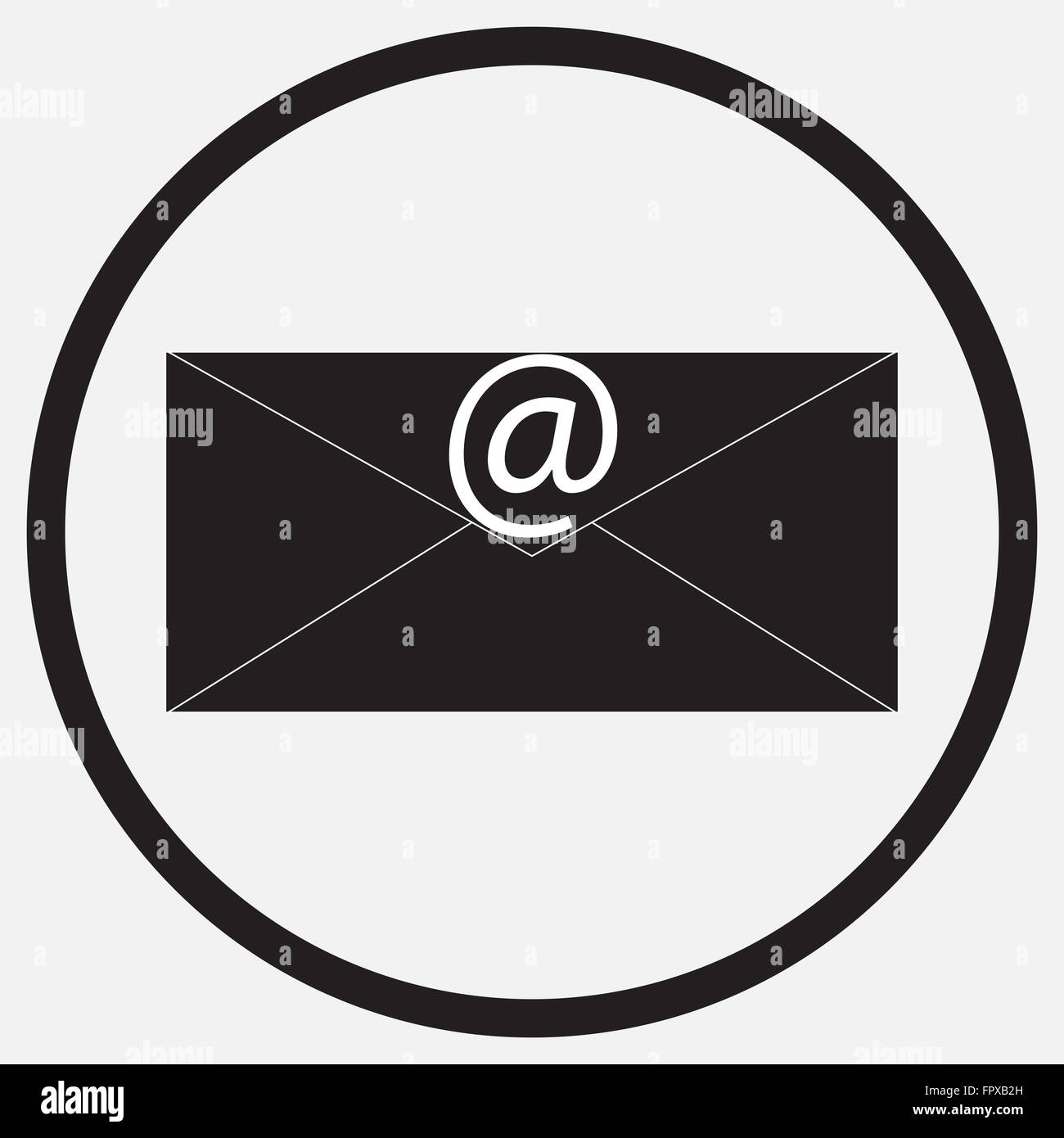 Symbol monochrom schwarz weißen e-Mail-Nachricht. Post- und e-Mail-Icon, e-Mail-Marketing, Internet und Kontakt, Umschlagnachricht, Symbol Stockfoto