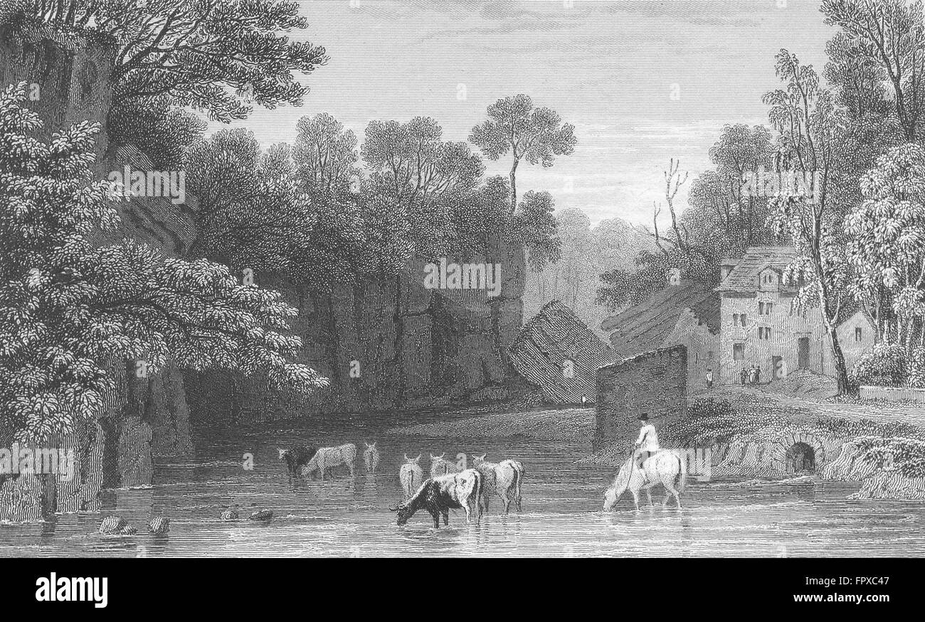 NEATH: Mühle, Aber Dylais, Vale, Glamorganshire:, antiken print c1831 Stockfoto