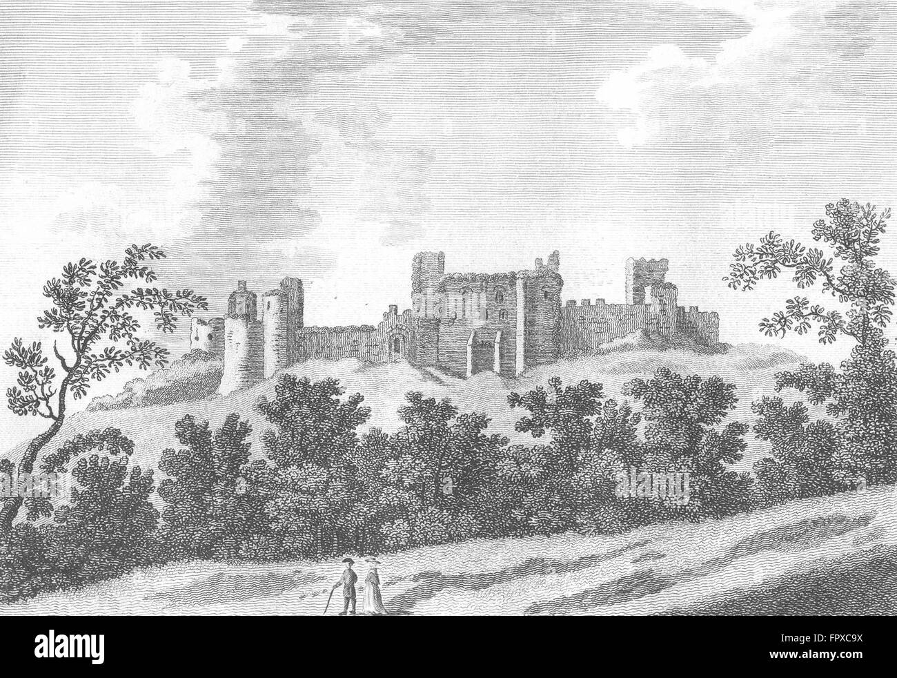 WALES: Llansteffan Burg, Carmarthenshire: Grose: 18C, antique print 1795 Stockfoto