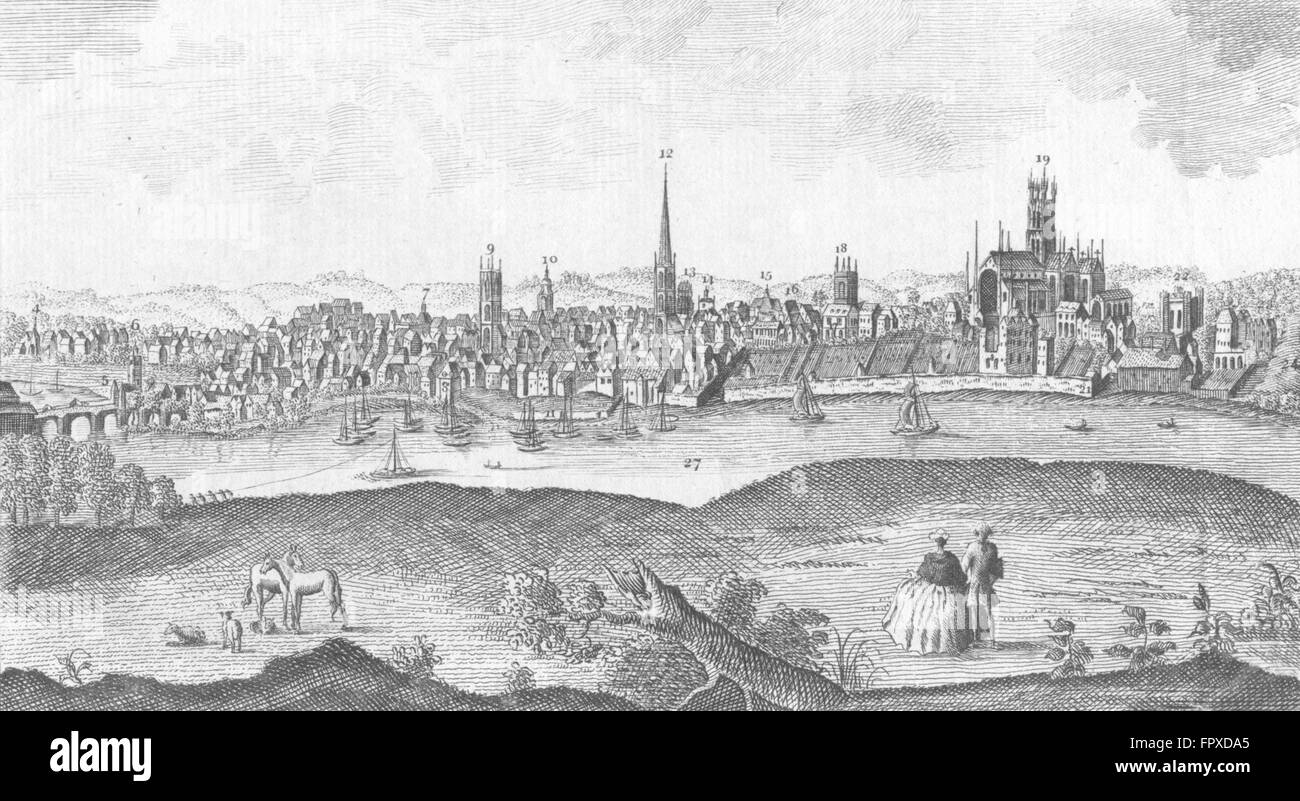 Einbindung: Worcester, antique print 1760 Stockfoto