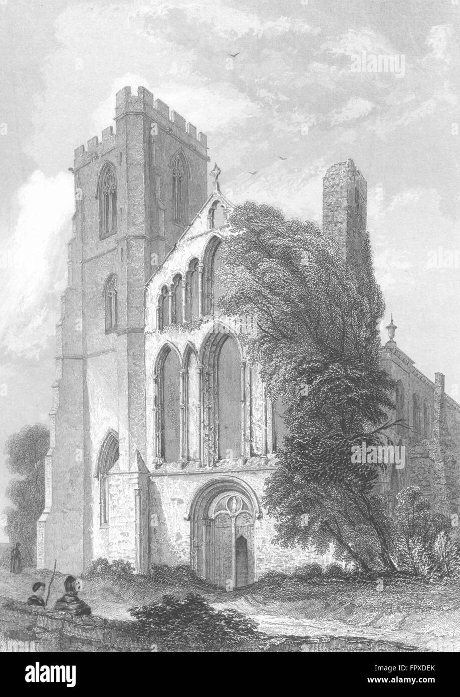 WALES: Llandaff Kathedrale, antiken print 1836 Stockfoto