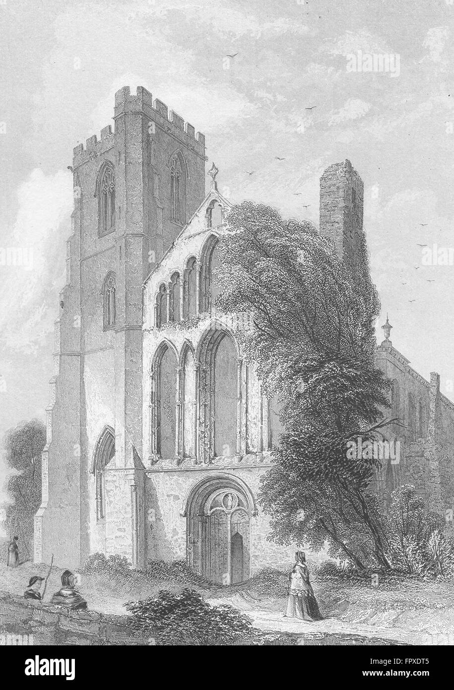 WALES: Llandaff Kathedrale, antiken Druck 1850 Stockfoto