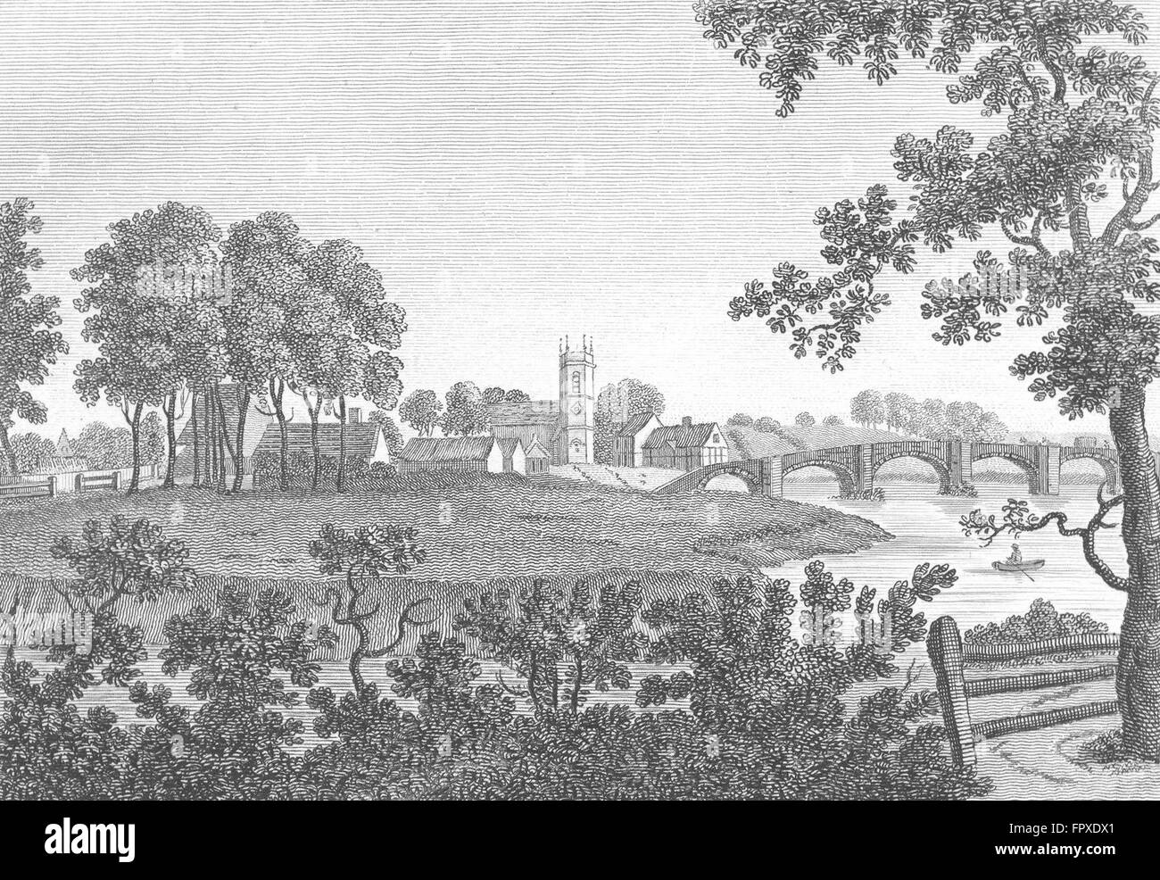 WALES: Bangor Kirche & Brücke: Flint: Grose: 18C, antique print 1795 Stockfoto